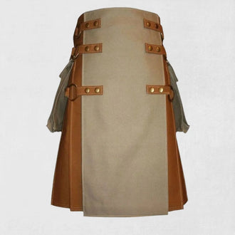 "Premium Quality Custom Made Fashion Utility Kilt – Front Angle"

