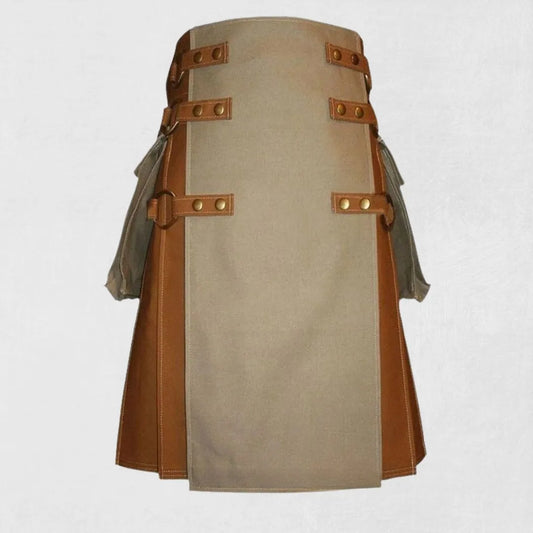 "Premium Quality Custom Made Fashion Utility Kilt – Front Angle"
