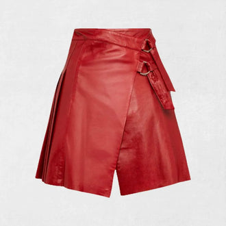 Custom handmade traditional Scottish red women’s leather kilt