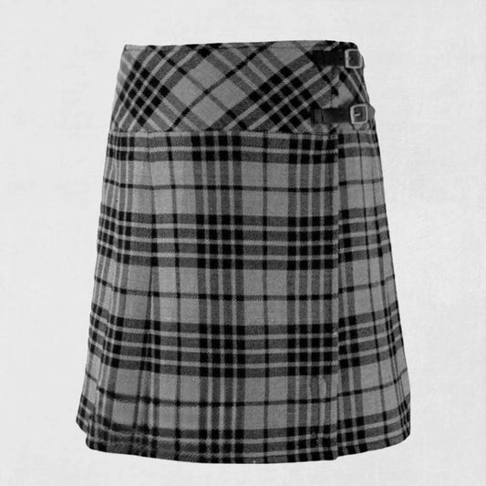 Hand made Grey Hamilton tartan kilt with black, grey, and white pattern
