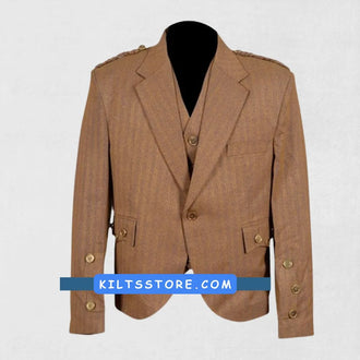 Front view of the Premium Quality Hand-Made Traditional Scottish Argyle Jacket with Vest, showcasing the elegant Argyle pattern, refined design, and tailored fit.