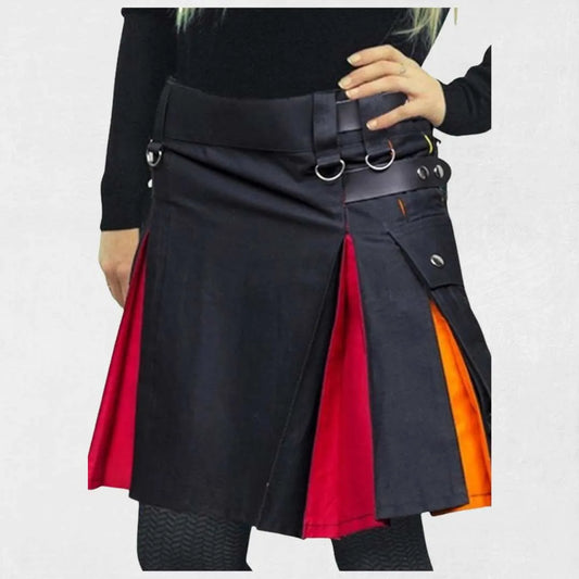 Handmade traditional Scottish women’s hybrid kilt with tartan pleats