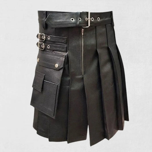 Front view of the premium men’s black real leather jacket showcasing its sleek, high-quality design.