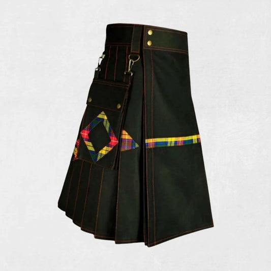 Premium Scottish utility kilt design with cargo pockets and straps
