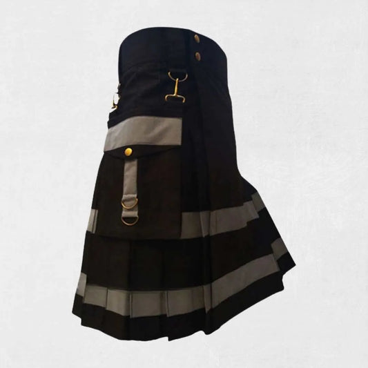 Premium Scottish utility kilt with cargo pockets and adjustable straps
