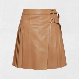 Premium Scottish Brown Women Leather Kilt – Traditional Wear