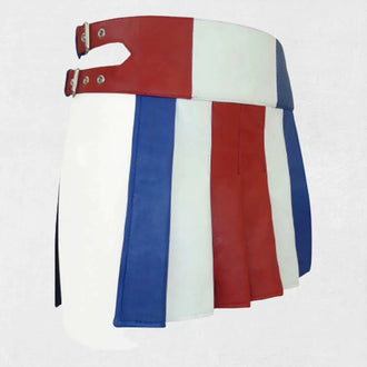 Handmade traditional Scottish mini leather kilt with pleated design