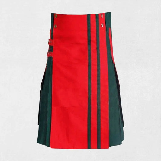 Utility Kilt – Red & Black Hybrid Scottish Kilt for Men & Women