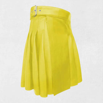 Yellow Women Leather Kilt – Traditional Scottish Outfit