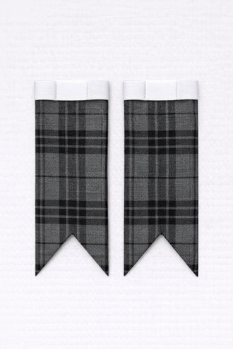 Premium Grey Watch tartan flashes worn with traditional Scottish kilt hose for Highland dress