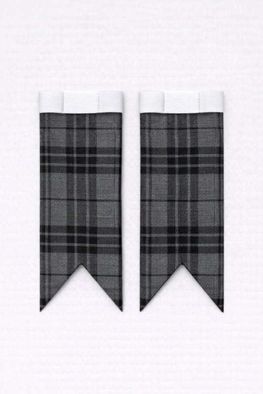 Premium Grey Watch tartan flashes worn with traditional Scottish kilt hose for Highland dress