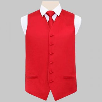 Red waistcoat for men stylish formal vest worn with suit outfit
