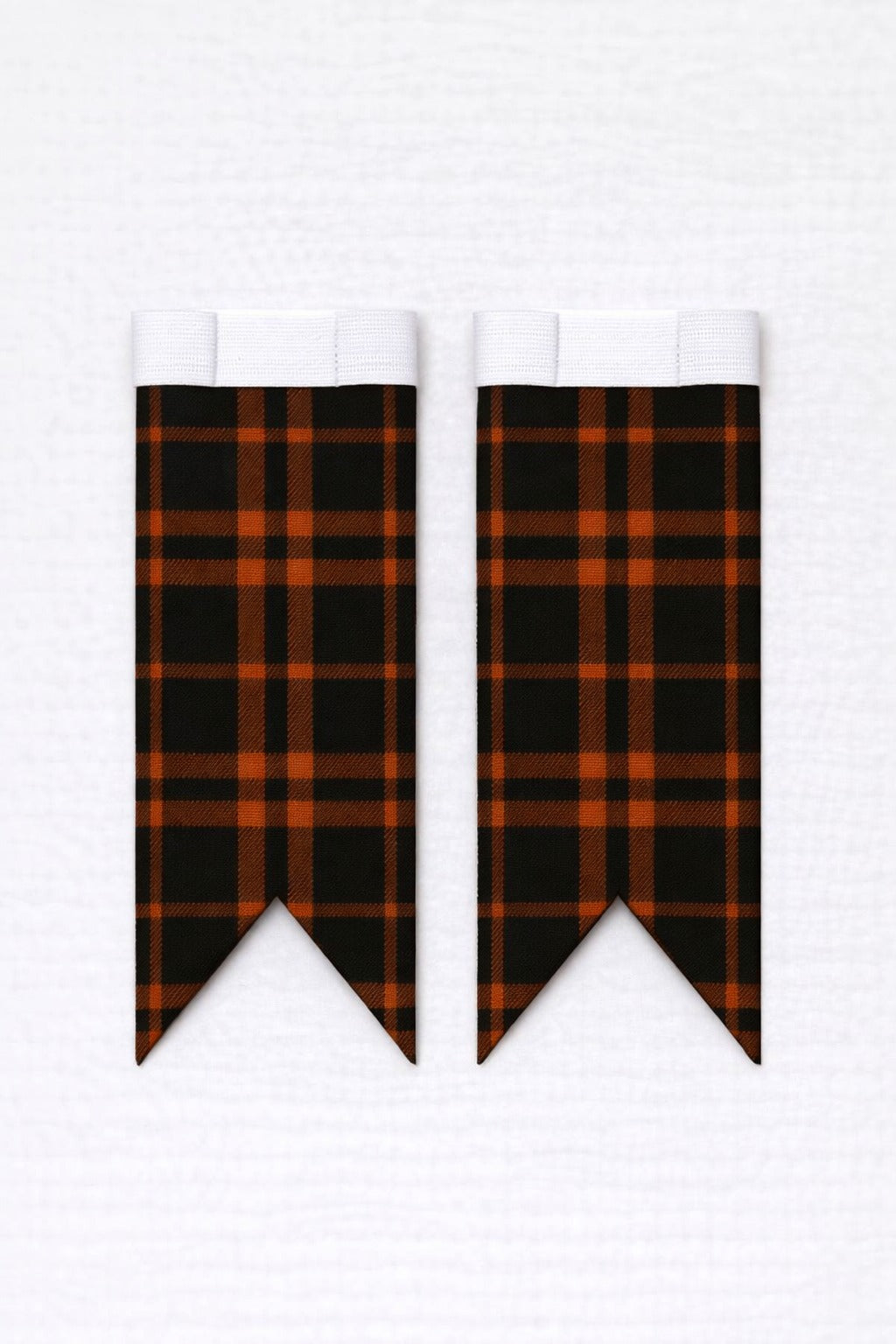 Romsdal Tresfjord Ancient tartan flashes paired with traditional Scottish kilt hose for Highland dress