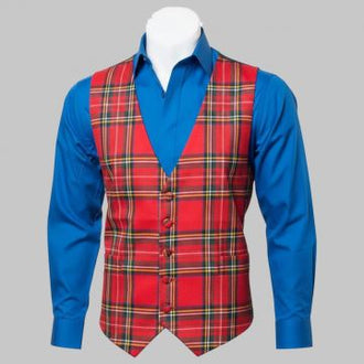 Royal Stewart tartan waistcoat traditional Scottish vest worn with kilt outfit
