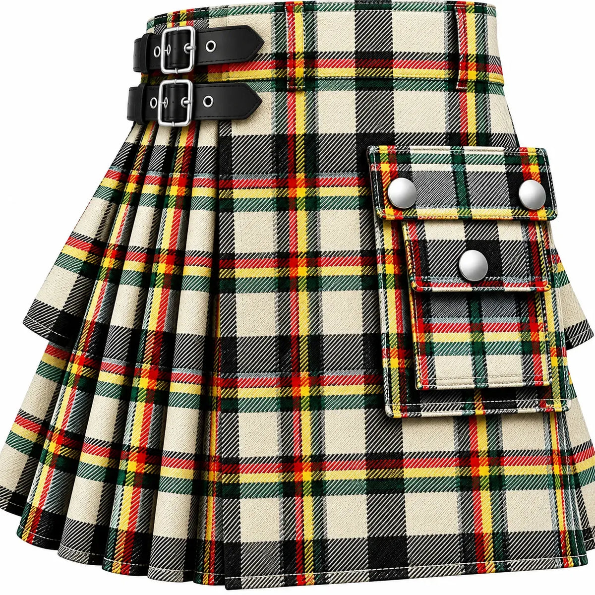 Scott Black/White Ancient Tartan Kilt in traditional Scottish Highland style