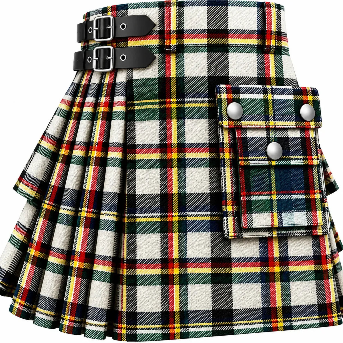 Scott Black/White Modern Tartan Kilt in traditional Scottish Highland style
