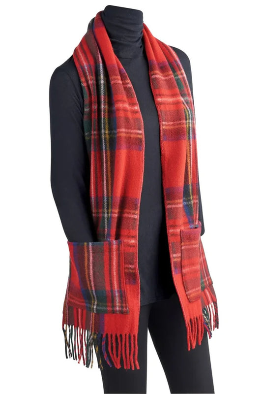 Scottish tartan pocket scarf with classic plaid pattern for formal wear
