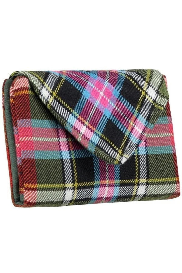 Scottish tartan wallet with plaid pattern and premium leather finish
