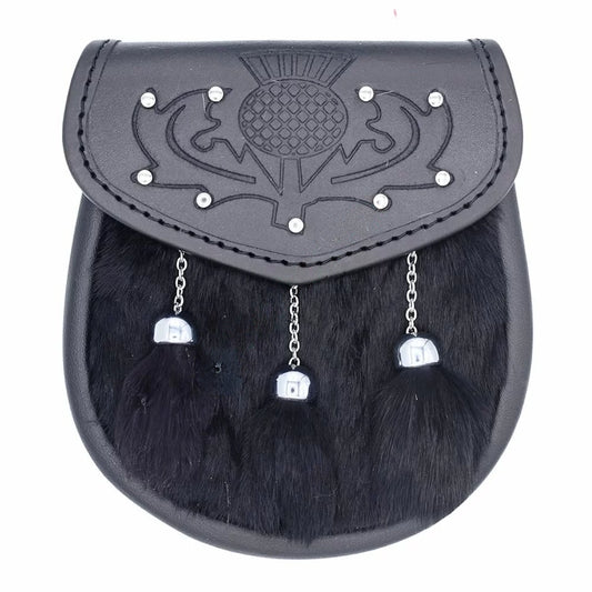 Semi Dress Black Leather Seal Skin Sporran – Scottish Highland Accessory