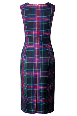 Sleeveless tartan shift dress for women, lightweight style for casual and office wear