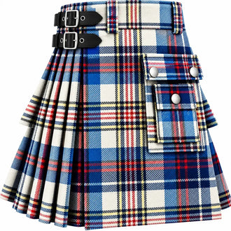 Stewart Blue Dress Tartan Kilt in traditional Scottish Highland style