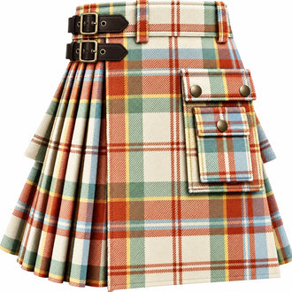Stewart Dress Weathered Tartan Kilt in traditional Scottish Highland style

