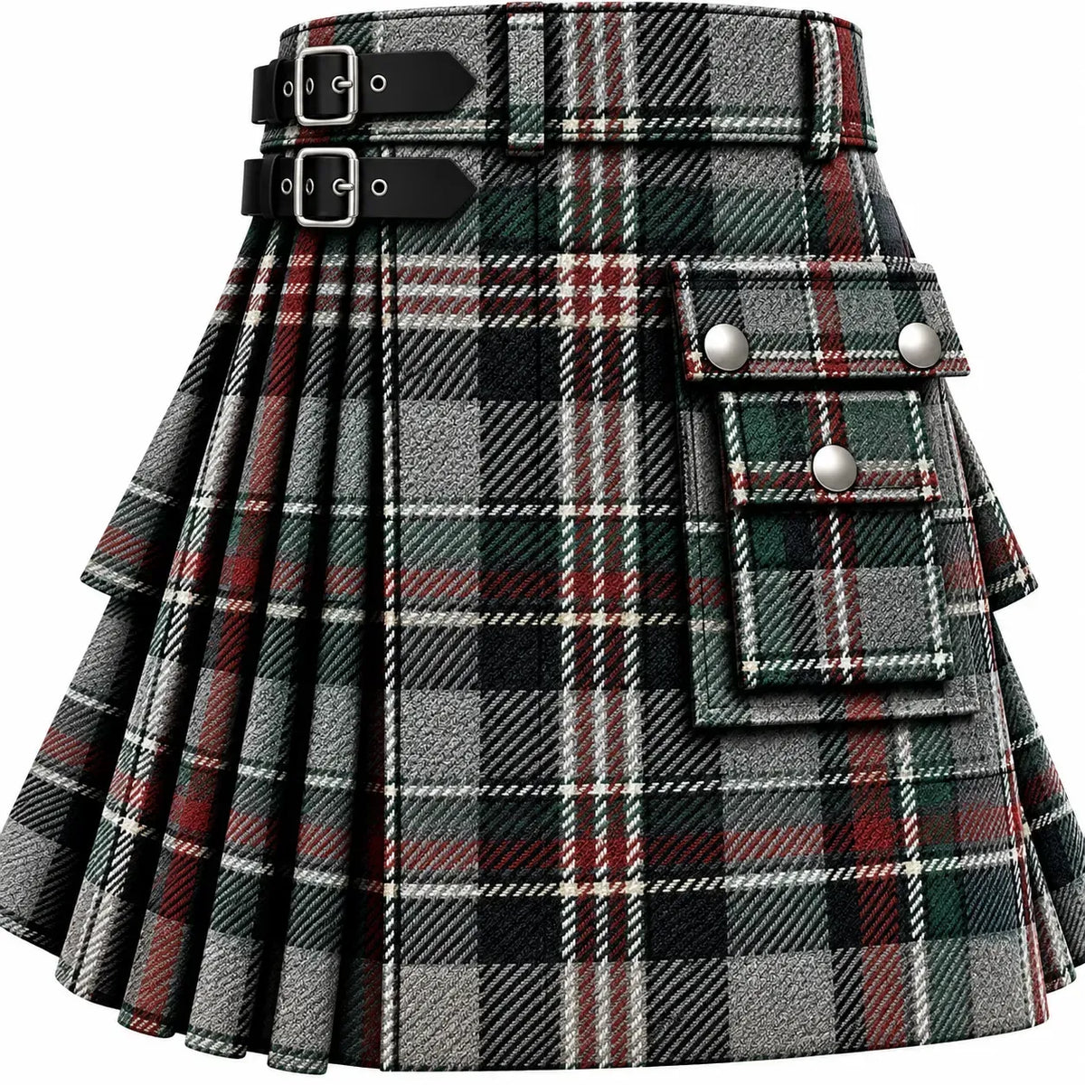Stewart Grey Tartan Kilt in traditional Scottish Highland style

