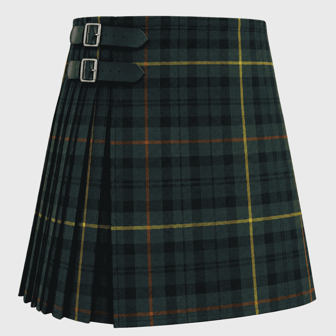 Stewart Hunting Tartan Kilt featuring traditional Scottish clan tartan with knife pleats and classic Highland styling