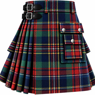Stewart Navy Tartan Kilt in traditional Scottish Highland style


