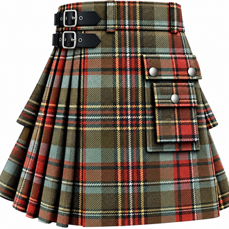 Stewart Old Weathered Tartan Kilt in traditional Scottish Highland style

