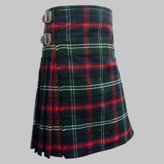 Sutherland Tartan Kilt featuring authentic Scottish clan tartan with traditional pleated Highland design