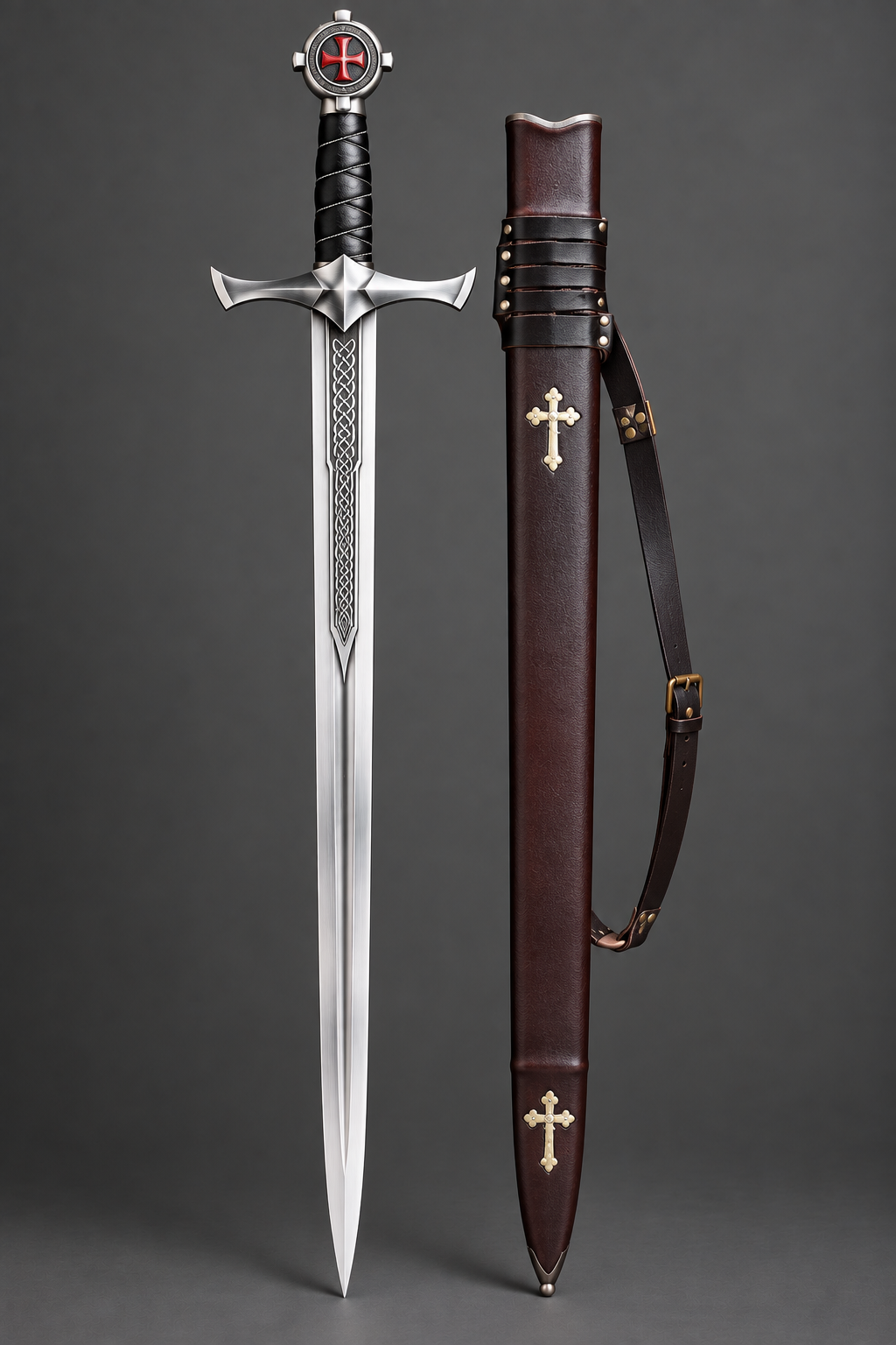 Knights Templar Medieval Longsword with Matching Scabbard