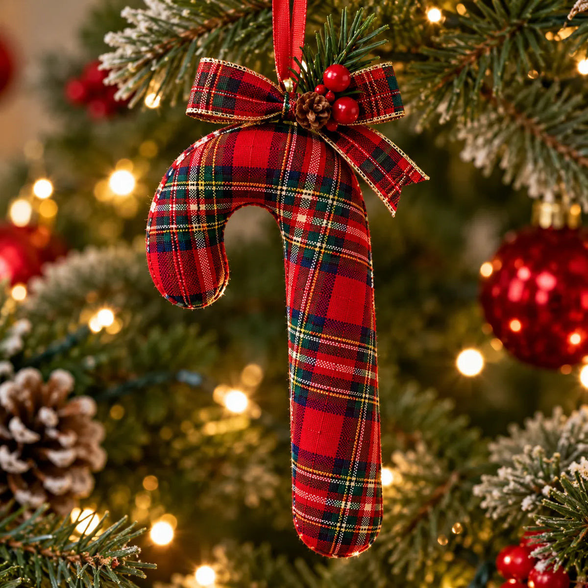 Tartan Candy Cane Ornament