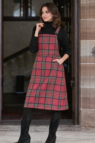 Tartan Ladies Pinafore Dress, stylish casual, office, and layered wear for women