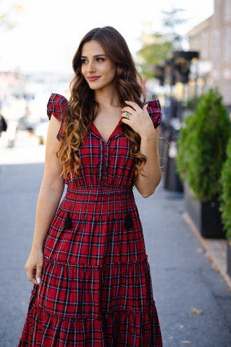 Tartan Ruffled Mary Dress for women, elegant casual, party, and wedding wear