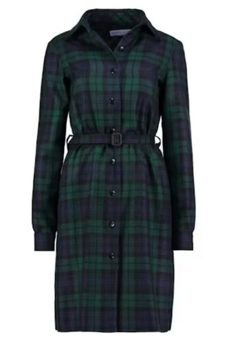 Tartan shirt dress for women with button-down style for casual and office wear