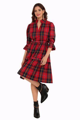 Tartan Teardrop Dress for women, elegant casual and evening wear