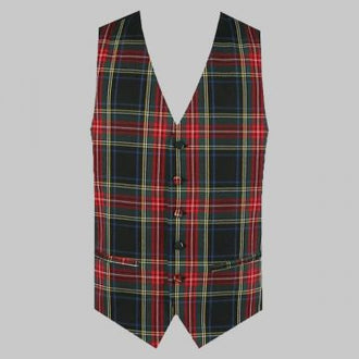 Tartan vest regular fit with 5 buttons traditional waistcoat worn with formal outfit