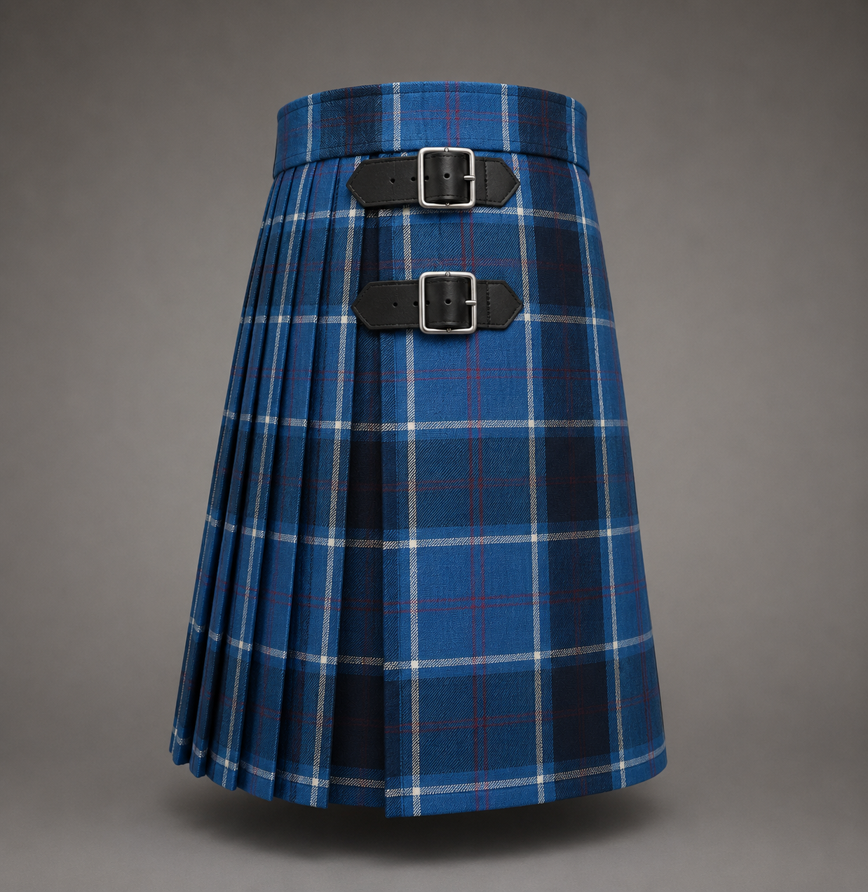 US Navy Tartan Kilt featuring military-inspired tartan pattern with traditional pleated Highland design