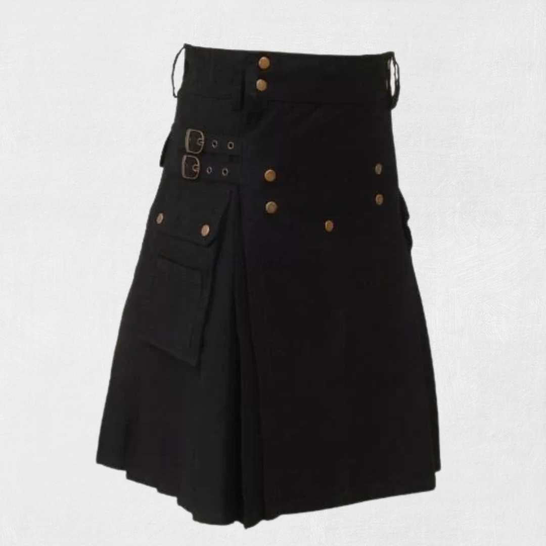 Utility kilt for men made from heavy-duty cotton with cargo pockets
