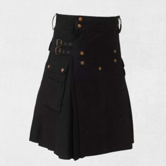Utility kilt for men made from heavy-duty cotton with cargo pockets
