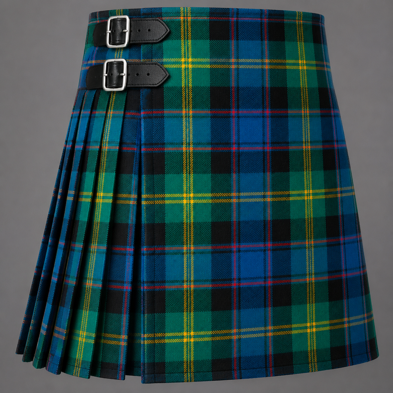 Watson Tartan Kilt featuring authentic Scottish clan tartan with traditional pleated Highland design
