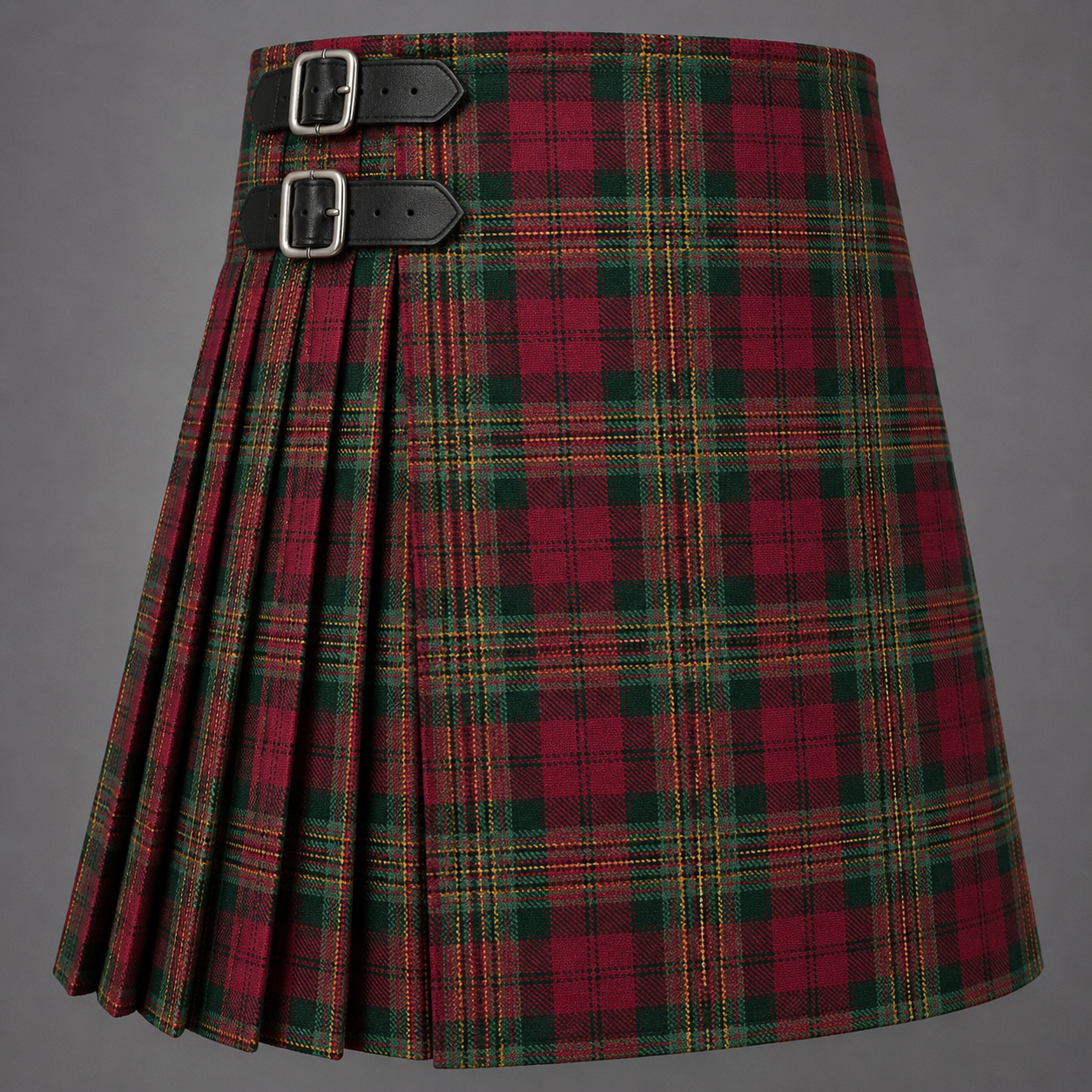 White Anniversary Hunting Tartan Kilt featuring authentic Scottish tartan with traditional pleated design