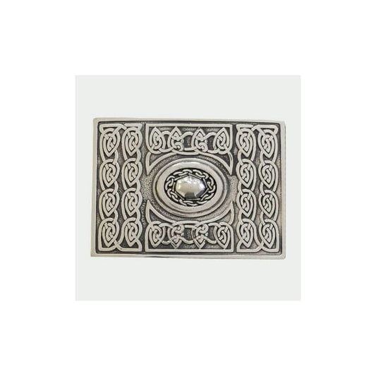 Celtic Chrome Kilt Buckle with detailed Celtic design and sleek chrome finish for a polished look.