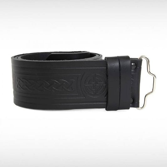 Kilt leather belts embossed with traditional Scottish designs