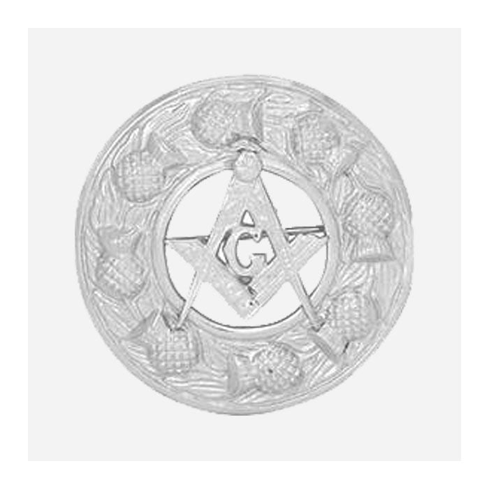 Masonic kilt brooch with square and compass emblem in antique silver for Freemason Highland wear
