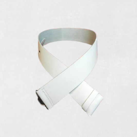 White Leather Kilt Belt for Men with adjustable fit and sleek buckle design